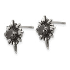 FJC Finejewelers Stainless Steel Button Antiqued and Polished with Black CZ Post Earrings 15 x 3 mm