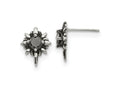 FJC Finejewelers Stainless Steel Button Antiqued and Polished with Black CZ Post Earrings 15 x 3 mm
