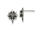 FJC Finejewelers Stainless Steel Button Antiqued and Polished with Black CZ Post Earrings 15 x 3 mm