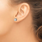 FJC Finejewelers Stainless Steel Stud Antiqued and Polished CZ Post Earrings 8 x 8 mm