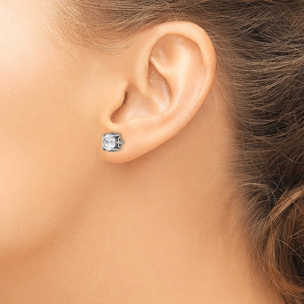 FJC Finejewelers Stainless Steel Stud Antiqued and Polished CZ Post Earrings 8 x 8 mm