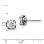 FJC Finejewelers Stainless Steel Stud Antiqued and Polished CZ Post Earrings 8 x 8 mm