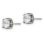 FJC Finejewelers Stainless Steel Stud Antiqued and Polished CZ Post Earrings 8 x 8 mm