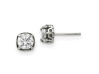 FJC Finejewelers Stainless Steel Stud Antiqued and Polished CZ Post Earrings 8 x 8 mm