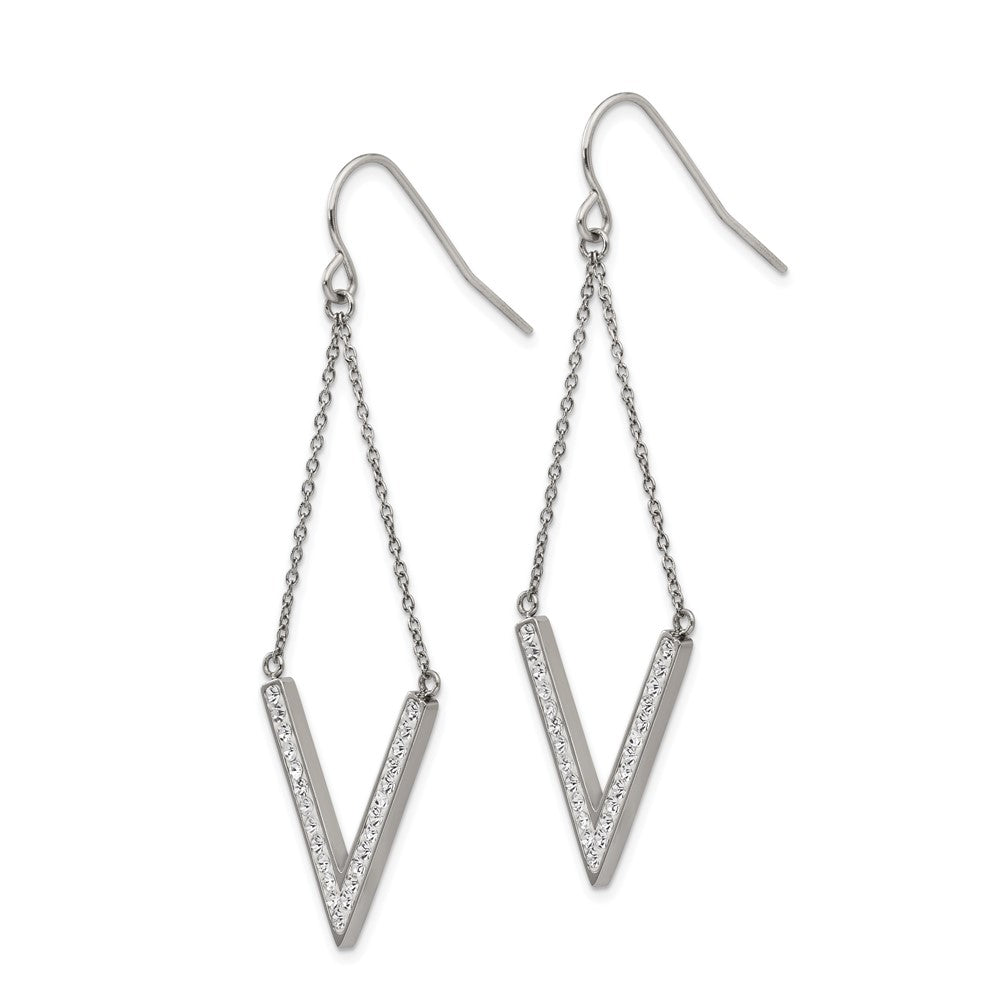 FJC Finejewelers Stainless Steel Dangle with Preciosa Crystal V-shape Shepherd Hook Earrings 20 x 1 mm