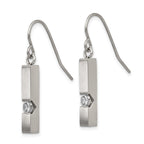 FJC Finejewelers Stainless Steel Dangle Brushed and Polished with CZ Bar Shepherd Hook Earrings 20 x 3 mm