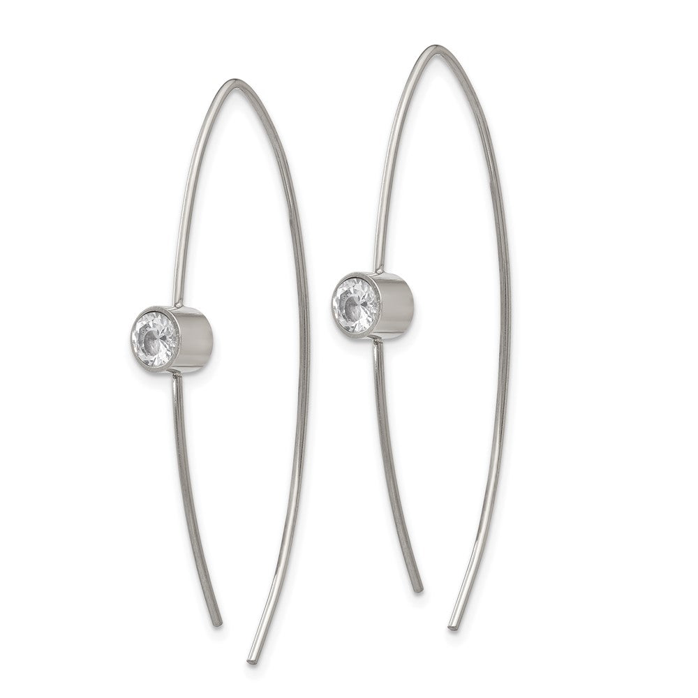 FJC Finejewelers Stainless Steel Dangle Polished CZ Threader Earrings 50 x 0 mm
