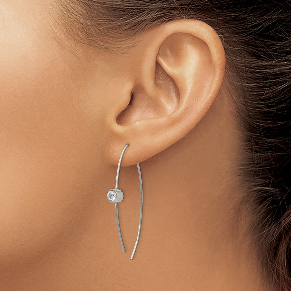 FJC Finejewelers Stainless Steel Dangle Polished CZ Threader Earrings 50 x 0 mm