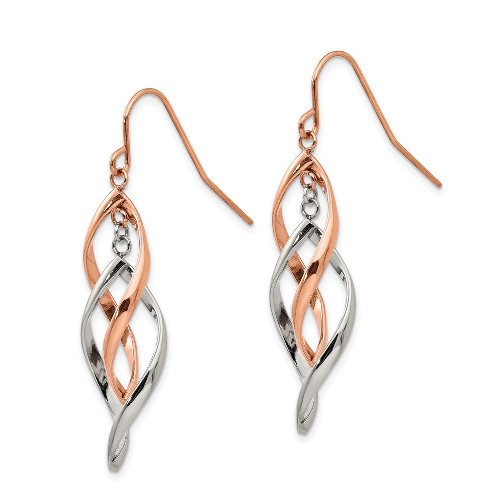 FJC Finejewelers Stainless Steel Polished Rose IP-plated Dangle Shepherd Hook Earring 33 x 15 mm