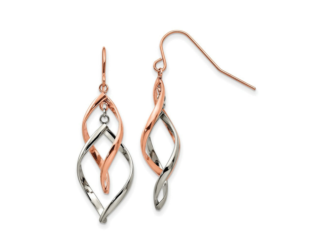 FJC Finejewelers Stainless Steel Polished Rose IP-plated Dangle Shepherd Hook Earring 33 x 15 mm