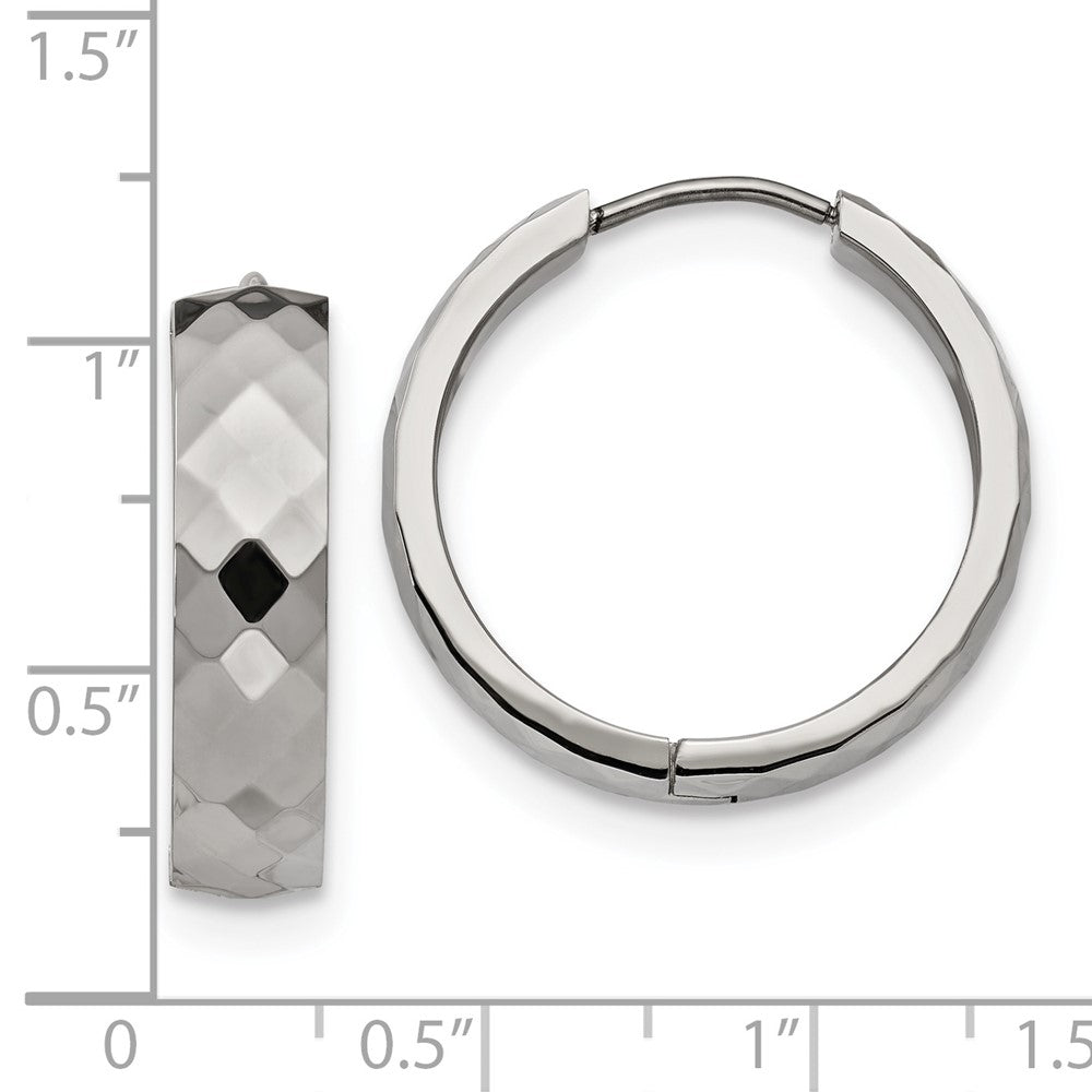 FJC Finejewelers Stainless Steel Polished and Textured 6mm Hinged Hoop Earrings 24 mm x 24 mm
