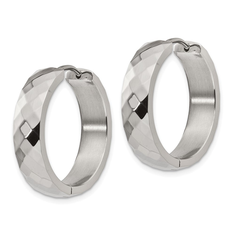FJC Finejewelers Stainless Steel Polished and Textured 6mm Hinged Hoop Earrings 24 mm x 24 mm