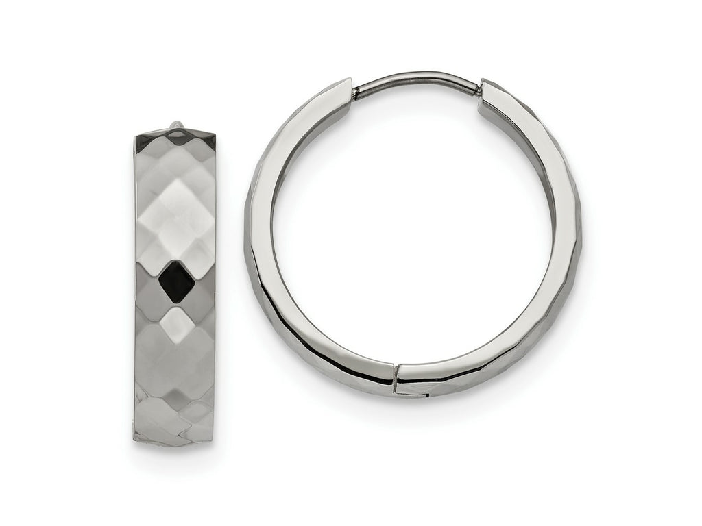 FJC Finejewelers Stainless Steel Polished and Textured 6mm Hinged Hoop Earrings 24 mm x 24 mm