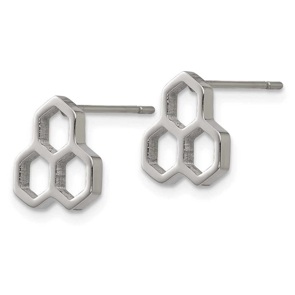 FJC Finejewelers Stainless Steel Button Polished Honeycomb Post Earrings 9 x 10 mm