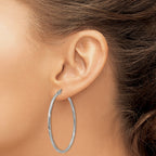FJC Finejewelers Stainless Steel Polished and Textured Hinged Hoop Earrings 40 x 47 mm