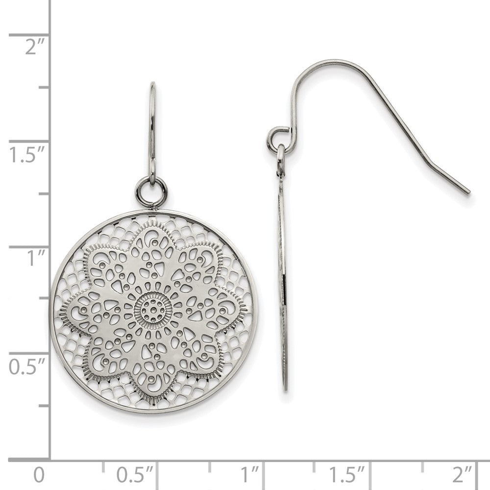 FJC Finejewelers Stainless Steel Dangle Polished Cut-out Flower Shepherd Hook Earrings 28 x 25 mm