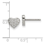 FJC Finejewelers Stainless Steel Button Polished with CZ Heart Post Earrings 7 x 8 mm