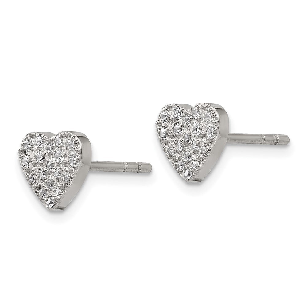 FJC Finejewelers Stainless Steel Button Polished with CZ Heart Post Earrings 7 x 8 mm