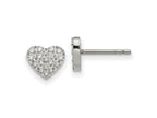 FJC Finejewelers Stainless Steel Button Polished with CZ Heart Post Earrings 7 x 8 mm