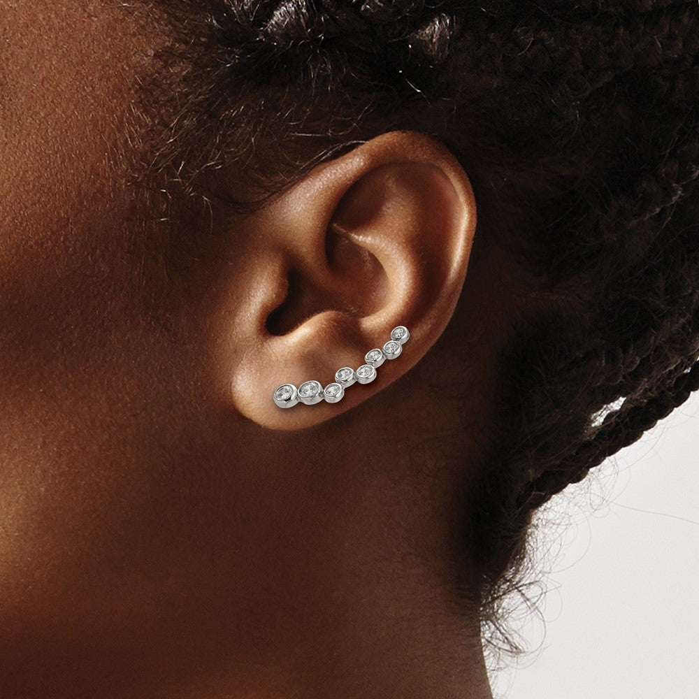 FJC Finejewelers Stainless Steel Polished with CZ Ear Climbers 25 x 1 mm