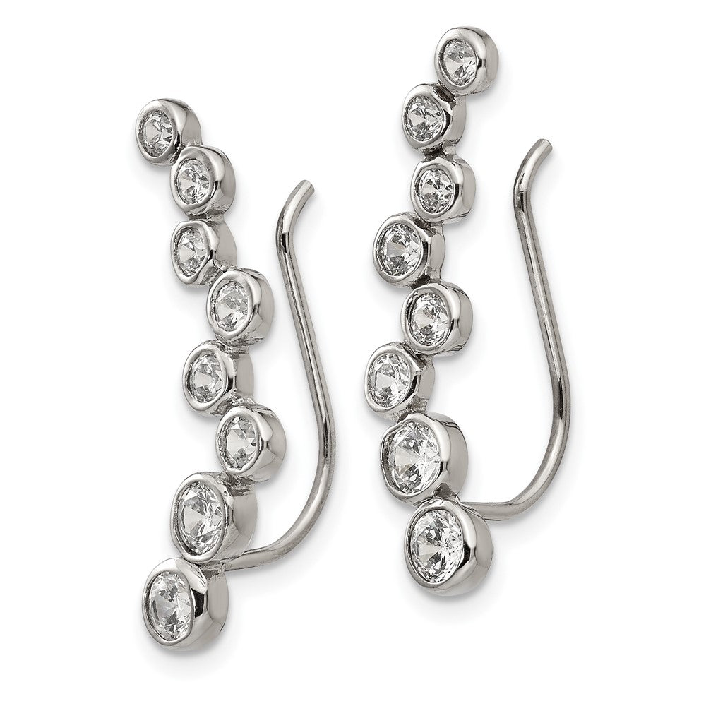 FJC Finejewelers Stainless Steel Polished with CZ Ear Climbers 25 x 1 mm