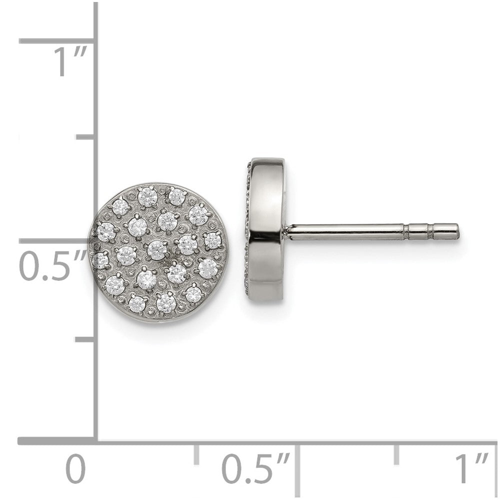 FJC Finejewelers Stainless Steel Button Polished with CZ Post Earrings 9 x 9 mm