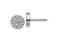 FJC Finejewelers Stainless Steel Button Polished with CZ Post Earrings 9 x 9 mm
