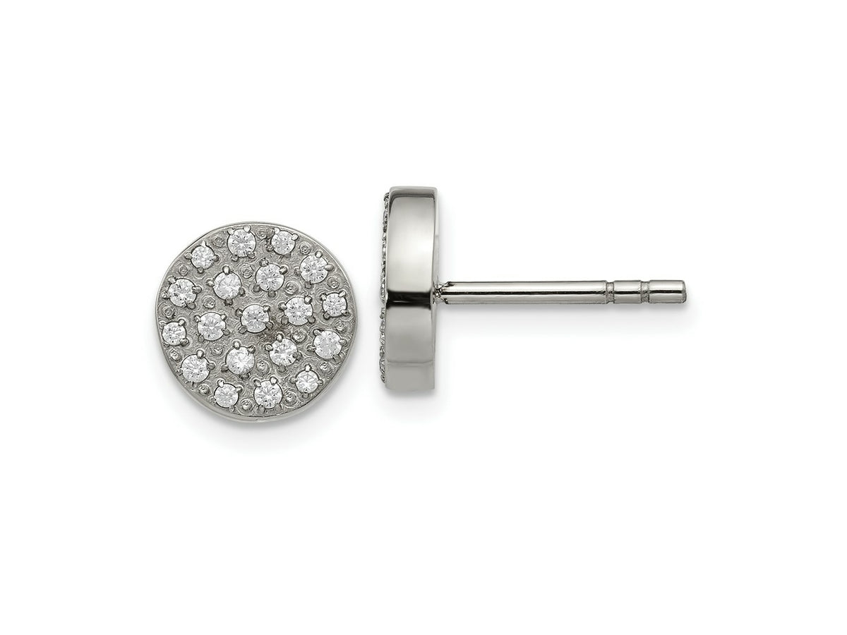 FJC Finejewelers Stainless Steel Button Polished with CZ Post Earrings 9 x 9 mm