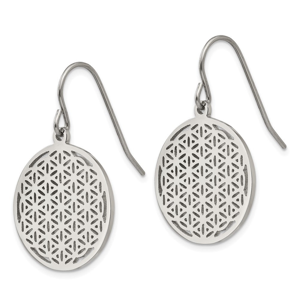 FJC Finejewelers Stainless Steel Polished Flower Cut-out Dangle Shepherd Hook Earrings 1 mm
