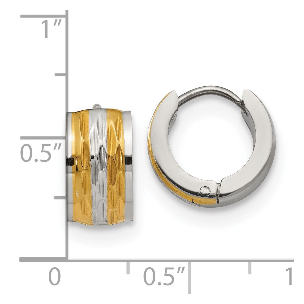 FJC Finejewelers Stainless Steel Polished and Textured Yellow IP 7mm Hinged Hoop Earrings 13 mm x 13 mm