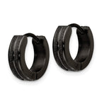 FJC Finejewelers Stainless Steel Polished Black IP Laser cut 4mm Hinged Hoop Earrings 13 mm x 14 mm