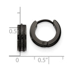 FJC Finejewelers Stainless Steel Polished Black IP Laser cut 4mm Hinged Hoop Earrings 13 mm x 14 mm