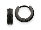 FJC Finejewelers Stainless Steel Polished Black IP Laser cut 4mm Hinged Hoop Earrings 13 mm x 14 mm