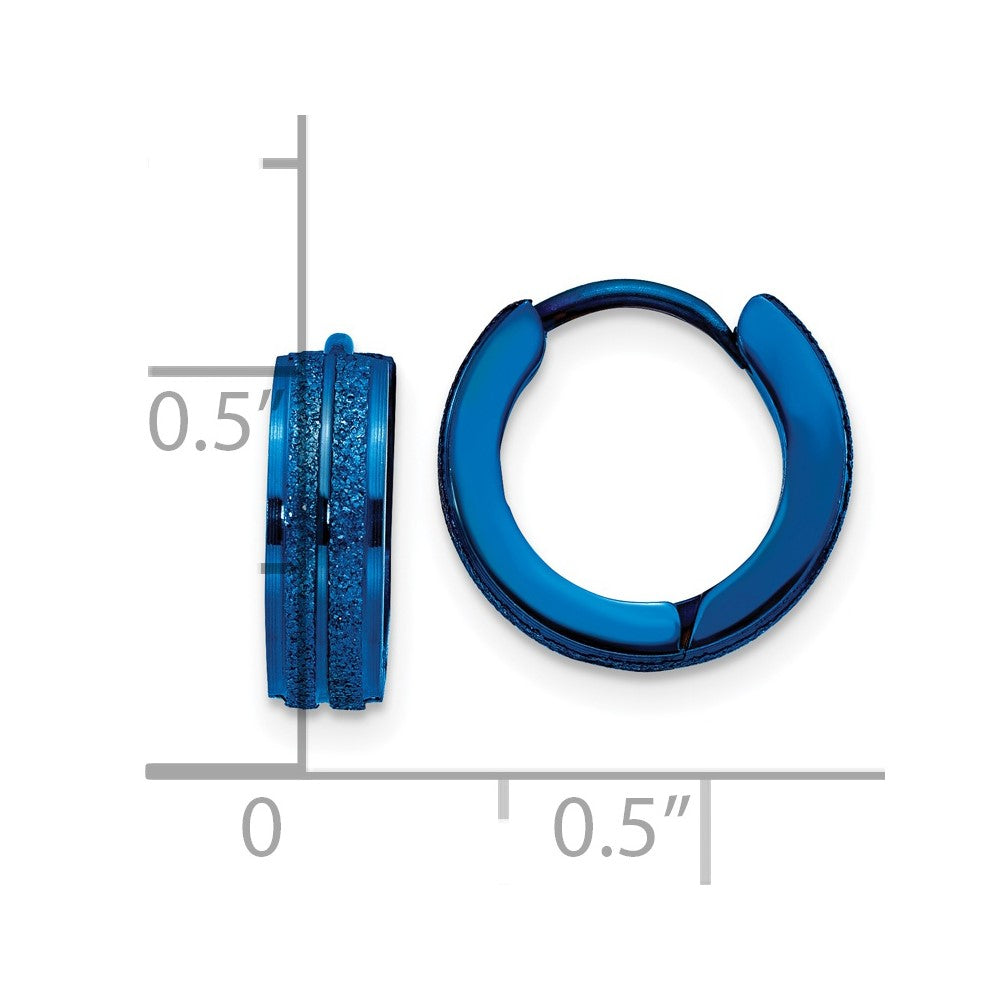 FJC Finejewelers Stainless Steel Polished Blue IP Laser cut 4mm Hinged Hoop Earrings 13 mm x 14 mm