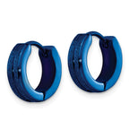 FJC Finejewelers Stainless Steel Polished Blue IP Laser cut 4mm Hinged Hoop Earrings 13 mm x 14 mm