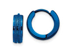 FJC Finejewelers Stainless Steel Polished Blue IP Laser cut 4mm Hinged Hoop Earrings 13 mm x 14 mm