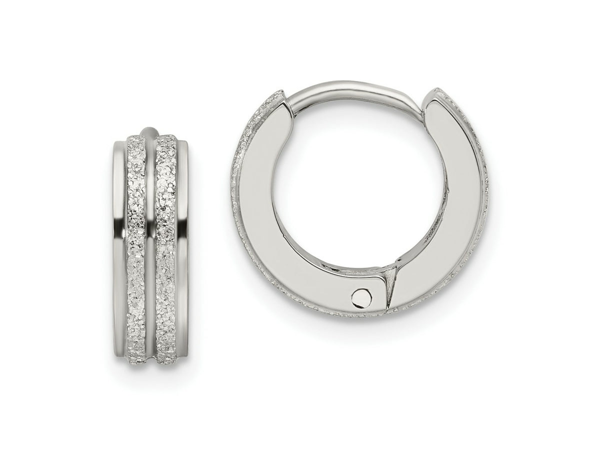 FJC Finejewelers Stainless Steel Polished Laser cut 4mm Hinged Hoop Earrings 13 mm x 14 mm