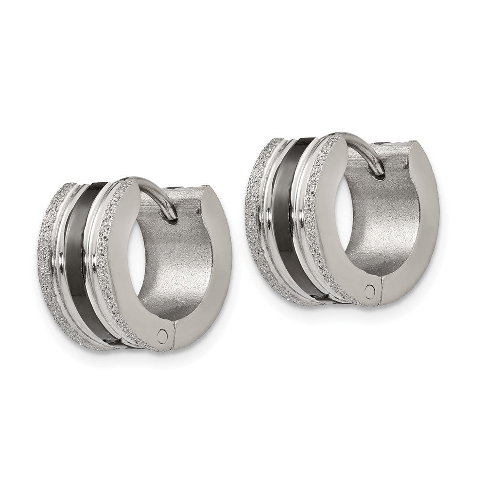 FJC Finejewelers Stainless Steel Polished Black IP-Plated Laser cut 7mm Hoop Earrings 12 mm x 13 mm