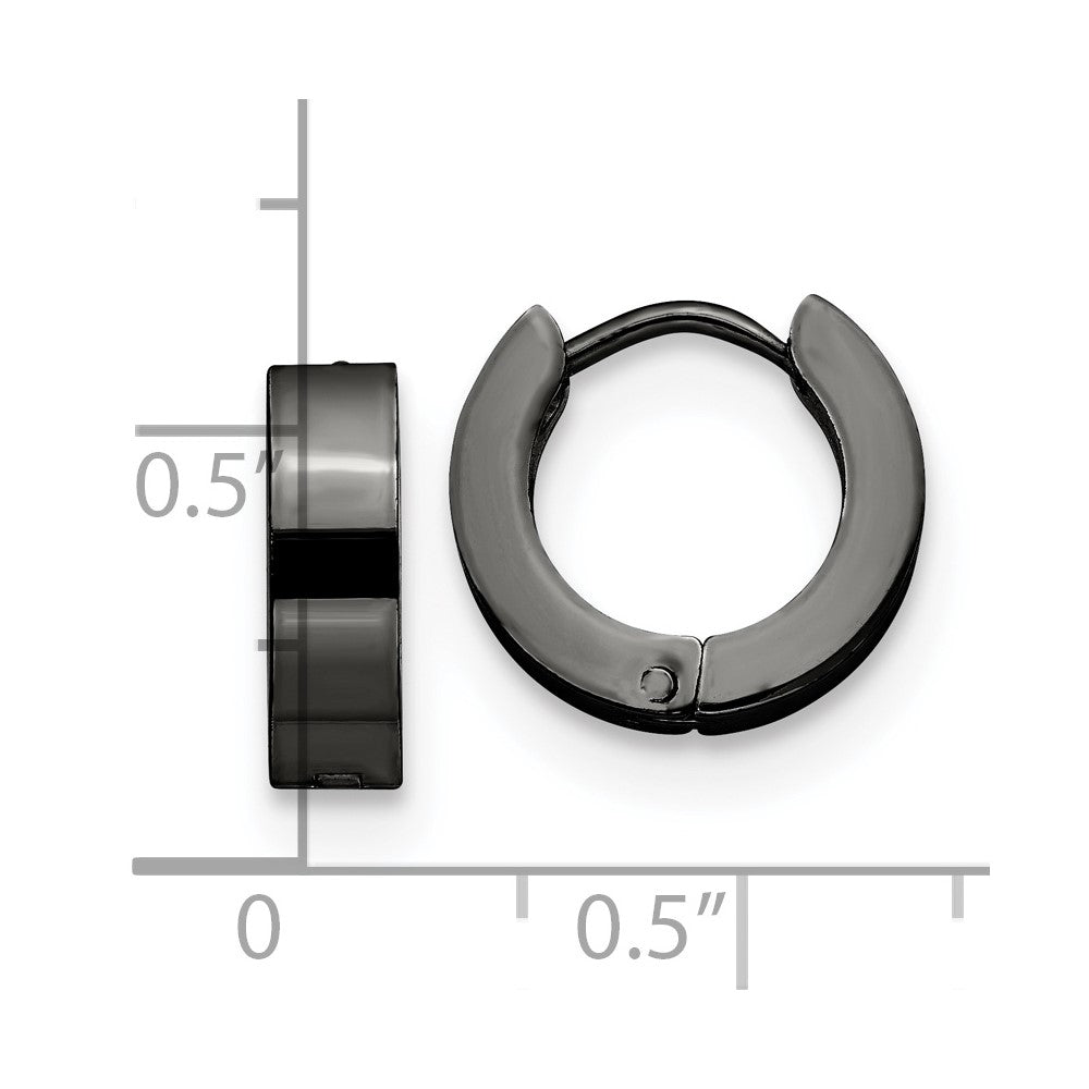 FJC Finejewelers Stainless Steel Polished Black IP-plated 4mm Hinged Hoop Earrings 12 mm x 14 mm