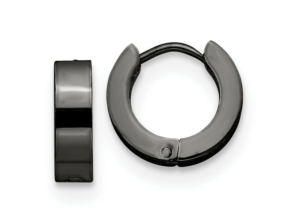 FJC Finejewelers Stainless Steel Polished Black IP-plated 4mm Hinged Hoop Earrings 12 mm x 14 mm
