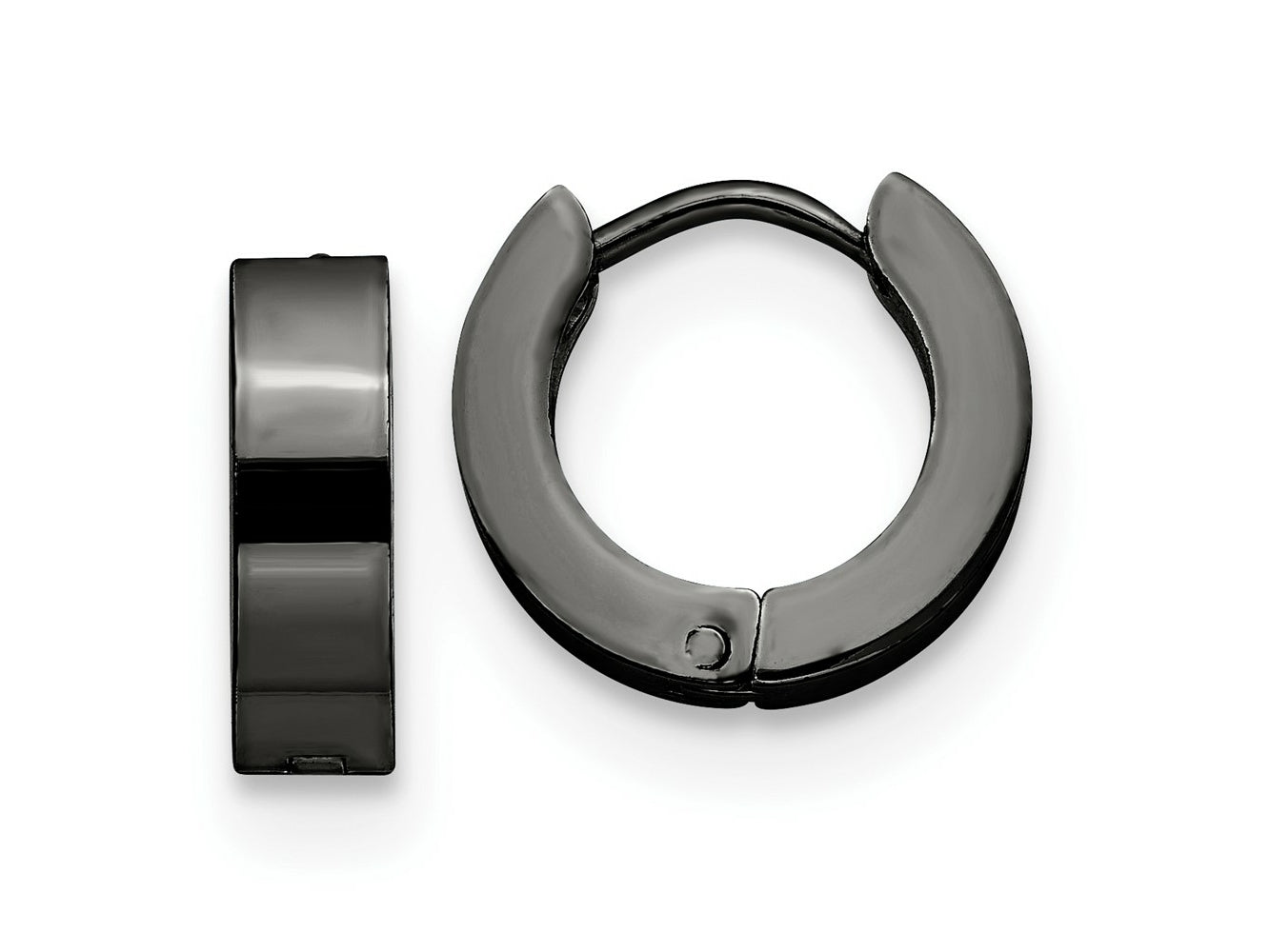 FJC Finejewelers Stainless Steel Polished Black IP-plated 4mm Hinged Hoop Earrings 12 mm x 14 mm
