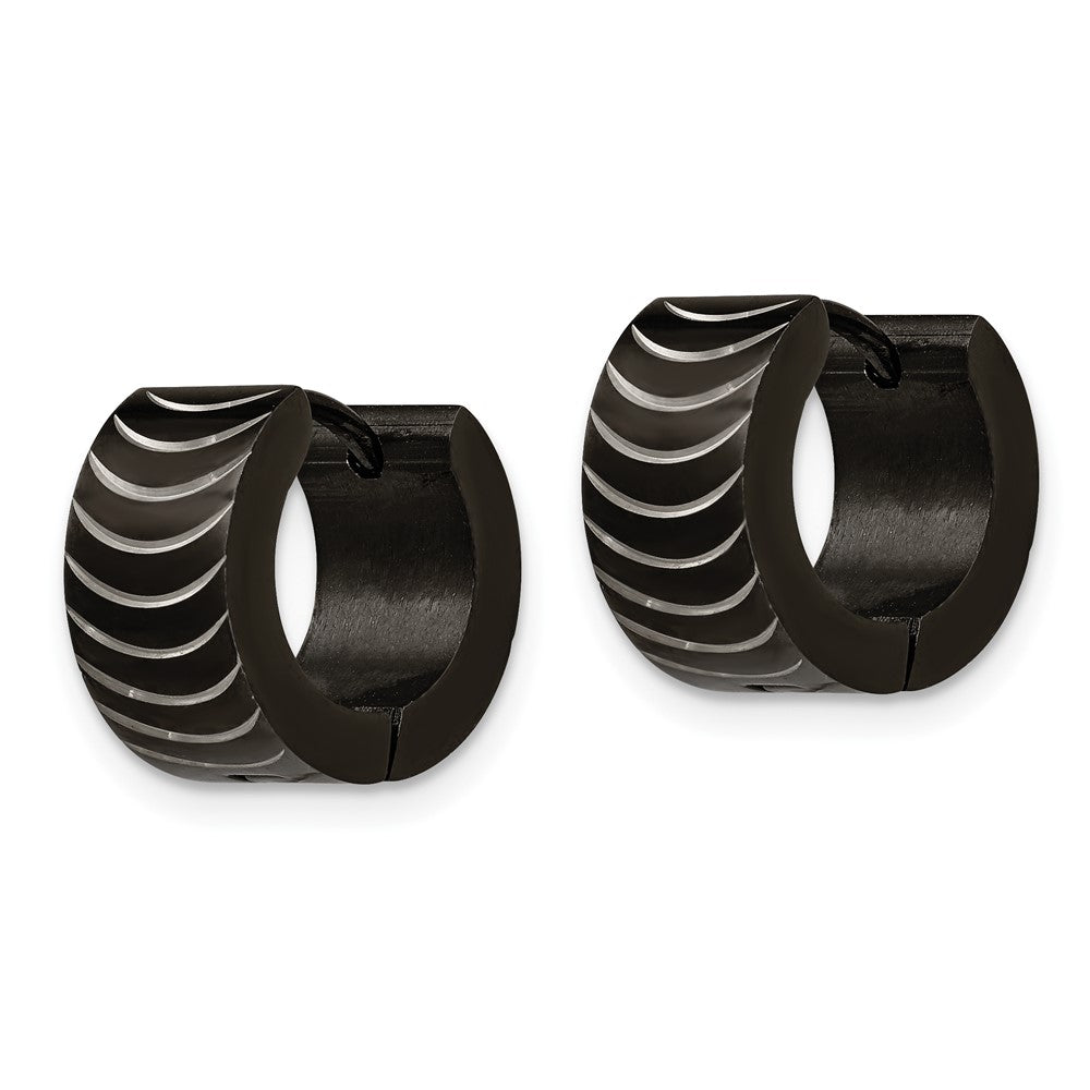 FJC Finejewelers Stainless Steel Polished Black IP-plated 7mm Hinged Hoop Earrings 13 mm x 13 mm