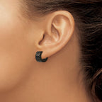 FJC Finejewelers Stainless Steel Polished Black IP-plated 7mm Hinged Hoop Earrings 13 mm x 13 mm