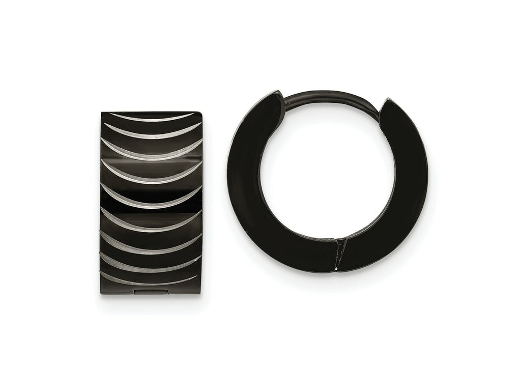 FJC Finejewelers Stainless Steel Polished Black IP-plated 7mm Hinged Hoop Earrings 13 mm x 13 mm