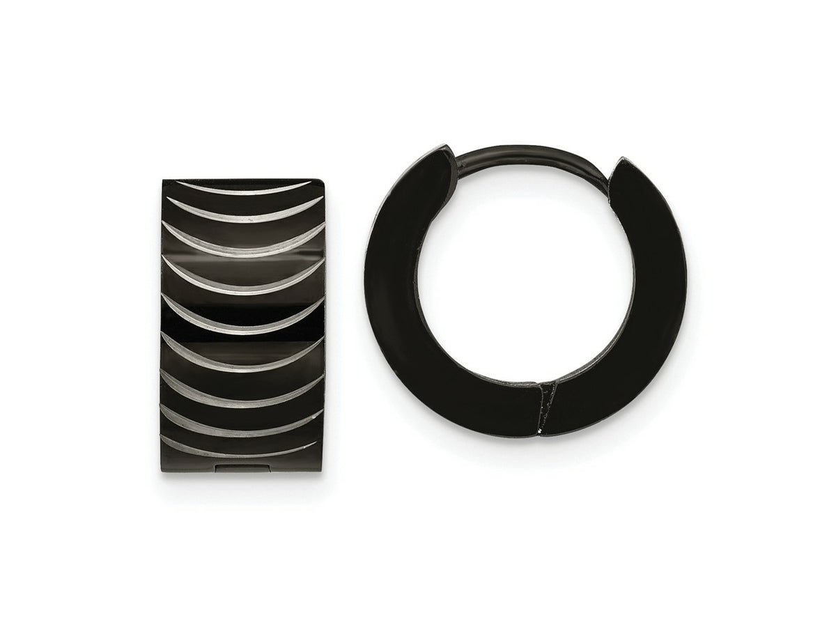 FJC Finejewelers Stainless Steel Polished Black IP-plated 7mm Hinged Hoop Earrings 13 mm x 13 mm