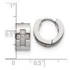 FJC Finejewelers Stainless Steel with CZ Cross 7mm Hinged Hoop Earrings 12 mm x 13 mm