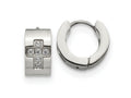 FJC Finejewelers Stainless Steel with CZ Cross 7mm Hinged Hoop Earrings 12 mm x 13 mm