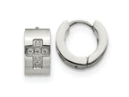FJC Finejewelers Stainless Steel with CZ Cross 7mm Hinged Hoop Earrings 12 mm x 13 mm