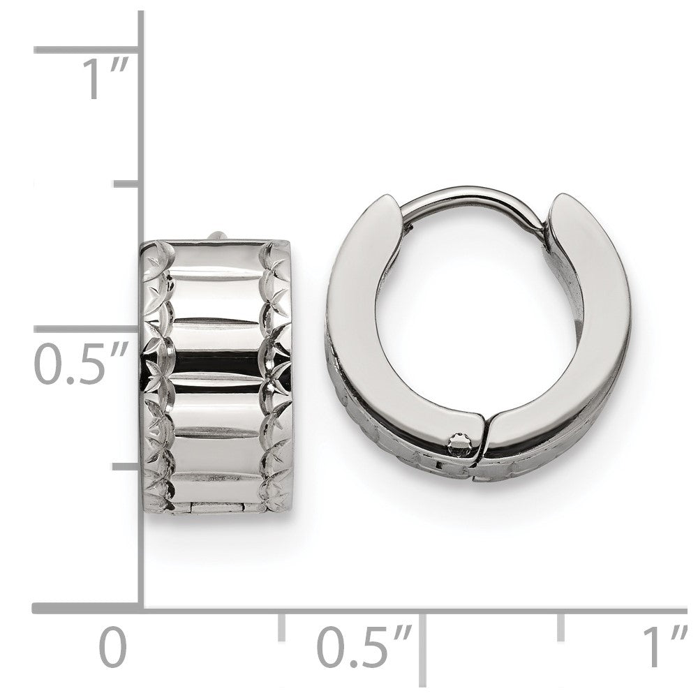 FJC Finejewelers Stainless Steel Polished and Textured 5mm Hinged Hoop Earrings 13 mm x 19 mm
