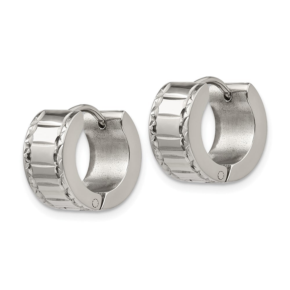 FJC Finejewelers Stainless Steel Polished and Textured 5mm Hinged Hoop Earrings 13 mm x 19 mm